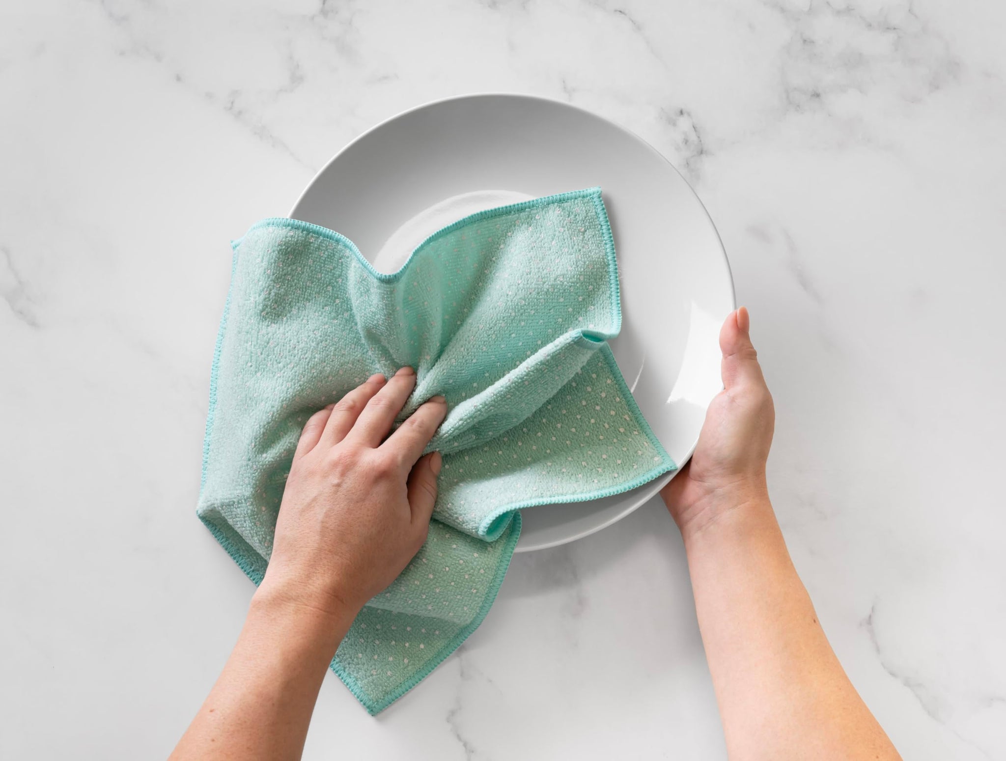 Martha Stewart Microfiber Scrub Kitchen Cloths, Polka Dot, 12 Count