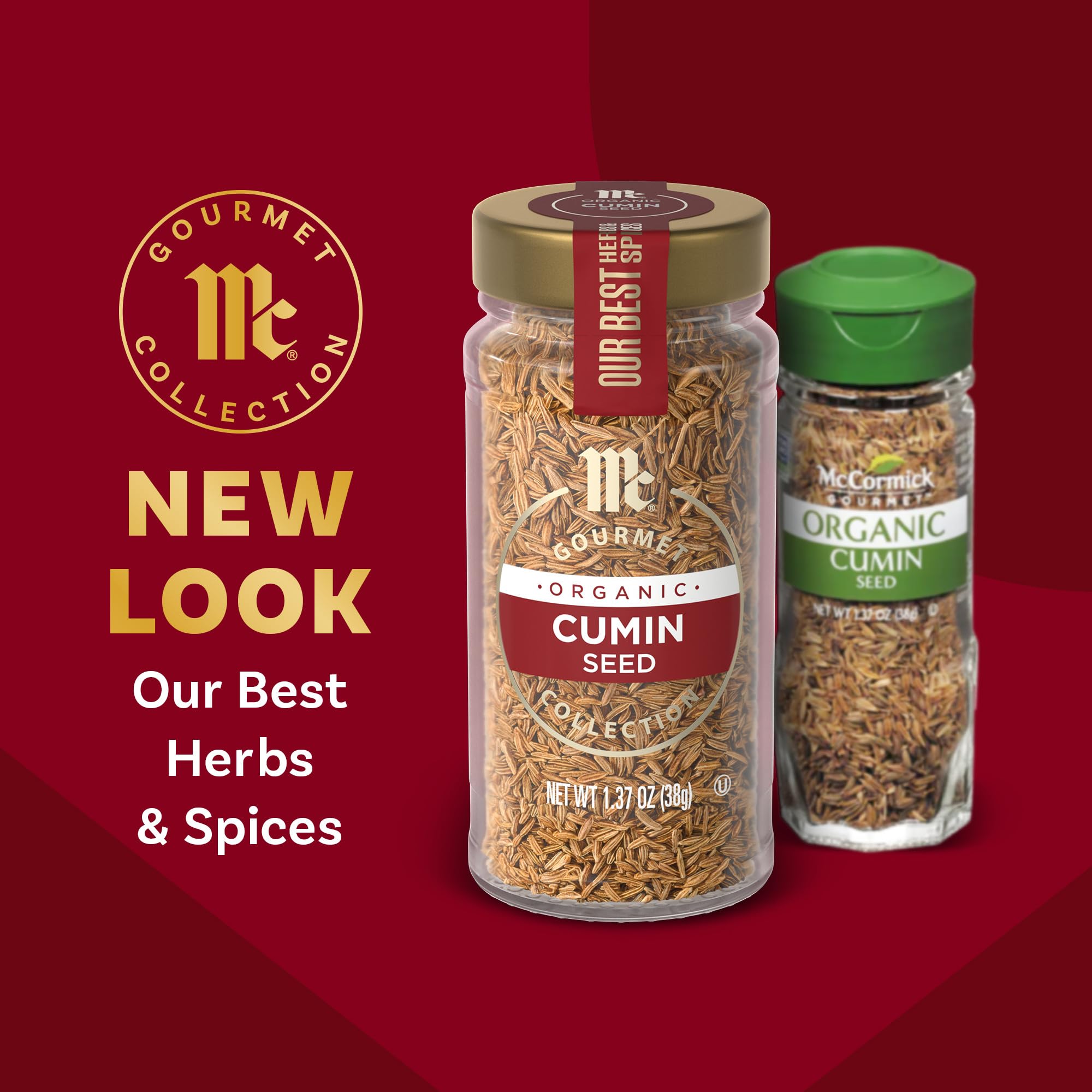 McCormick Gourmet Collection Cumin Seed, Organic, Non GMO, Kosher, Our Best Herbs & Spices, Earthy Aroma & Flavor, Can Be Toasted, Elevate Chili