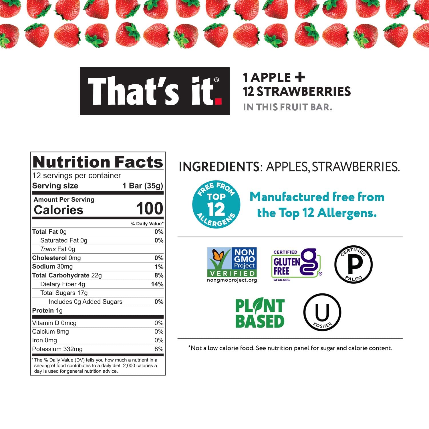 That's it. Variety Pack 100% Natural Real Fruit Bar, Best High Fiber Vegan, Gluten Free Healthy Snack, Paleo for Children & Adults, Non GMO No Added