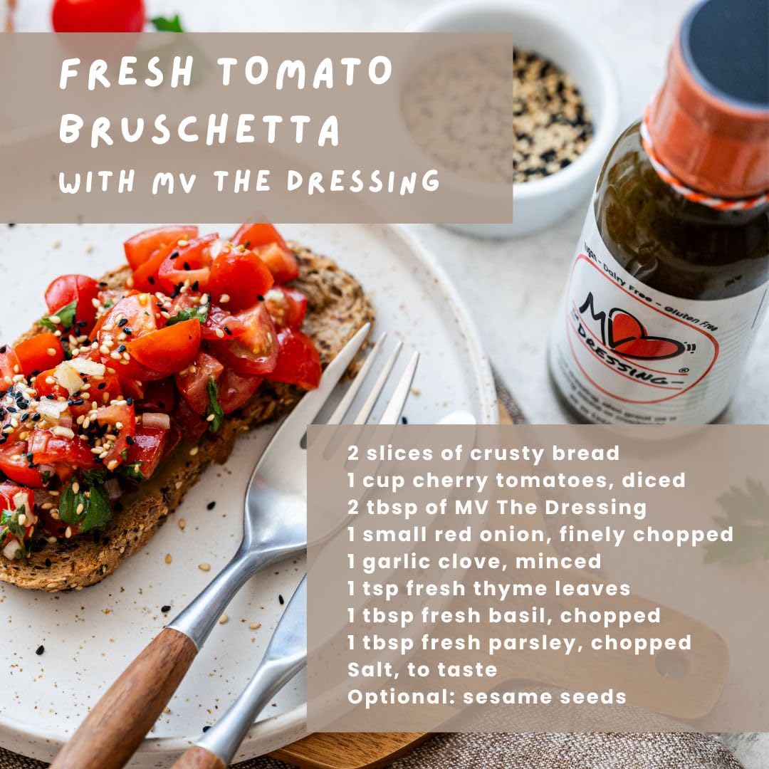 MV The Dressing Premium Olive Oil Balsamic Vinaigrette, Mediterranean Diet Salad Dressing, Marinade & Dipping Sauce, Gluten-Free, Dairy-Free, Vegan, 8