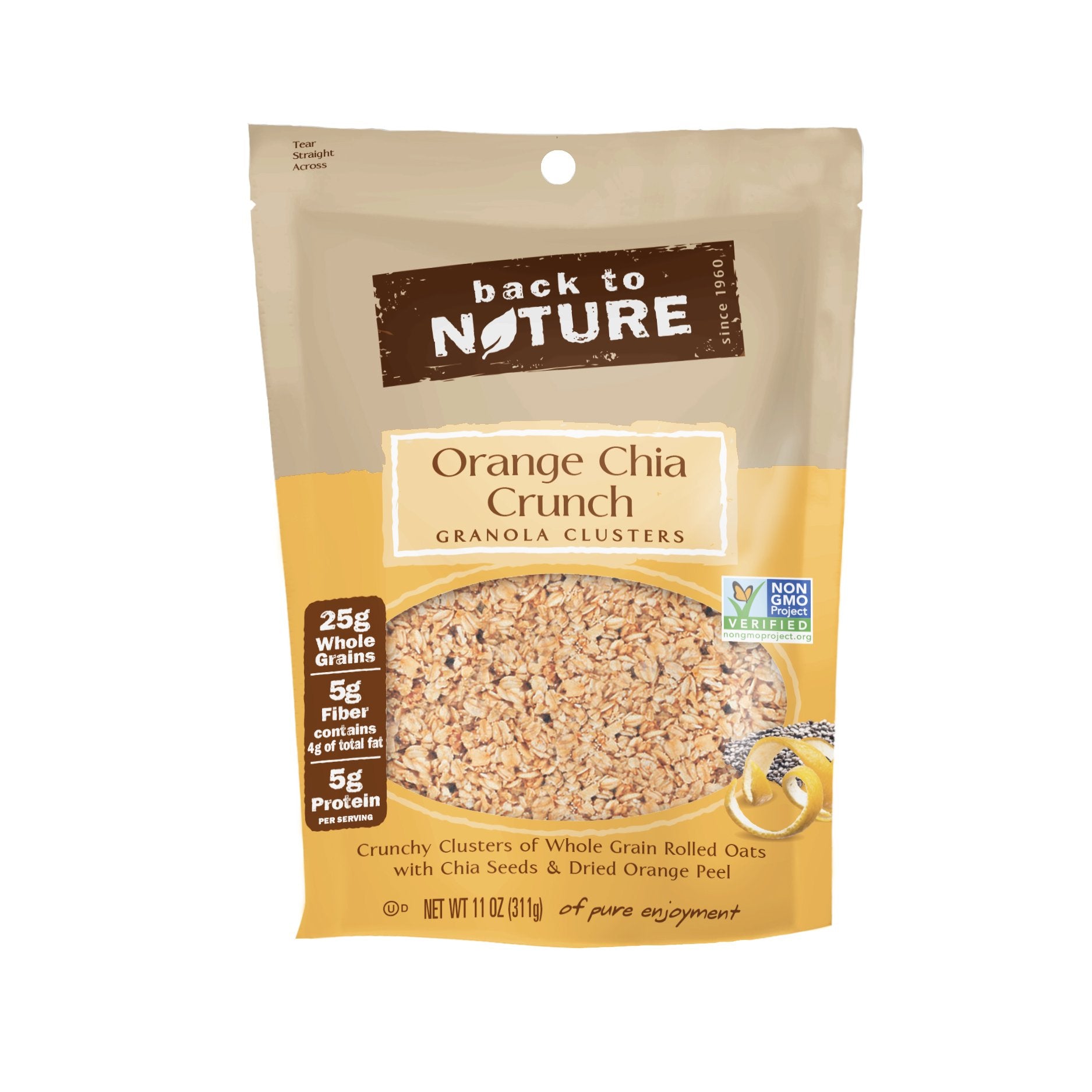 Back to Nature Granola Clusters, Orange Chia Crunch, 11 Ounce