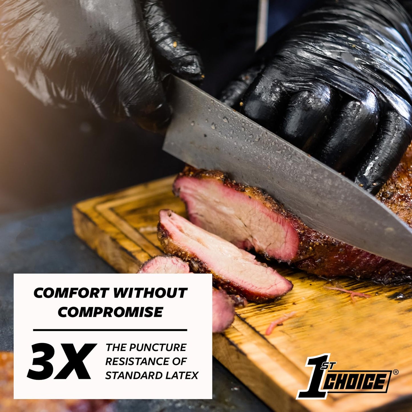 1st Choice Nitrile Gloves Disposable Latex-Free, Black, 5 Mil for Cooking, Cleaning, Auto, Food Prep, Medium, Box of 100