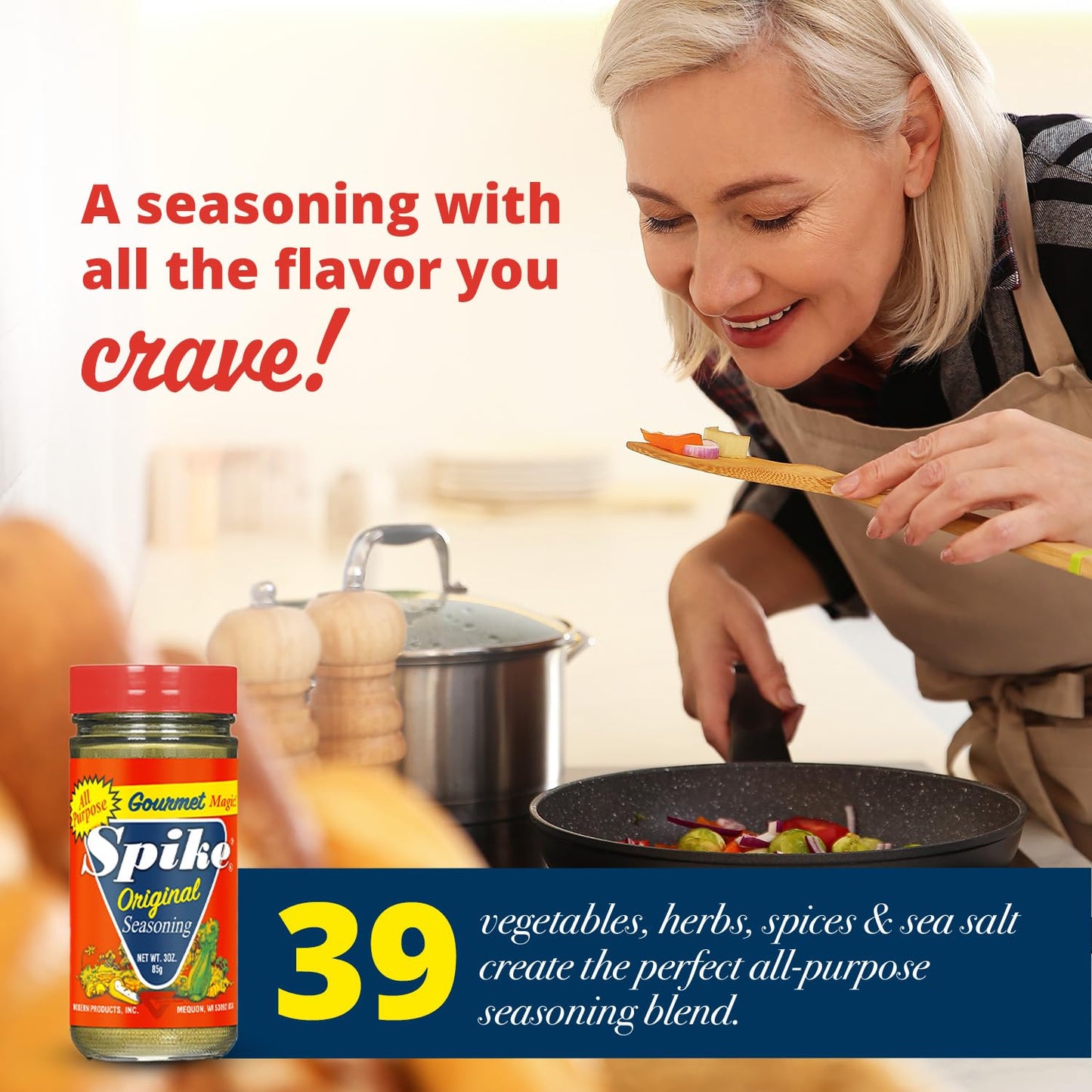 Spike Seasoning, Original Gourmet Magic All-Purpose MSG-Free Seasoning Salt Blend, 3 Oz