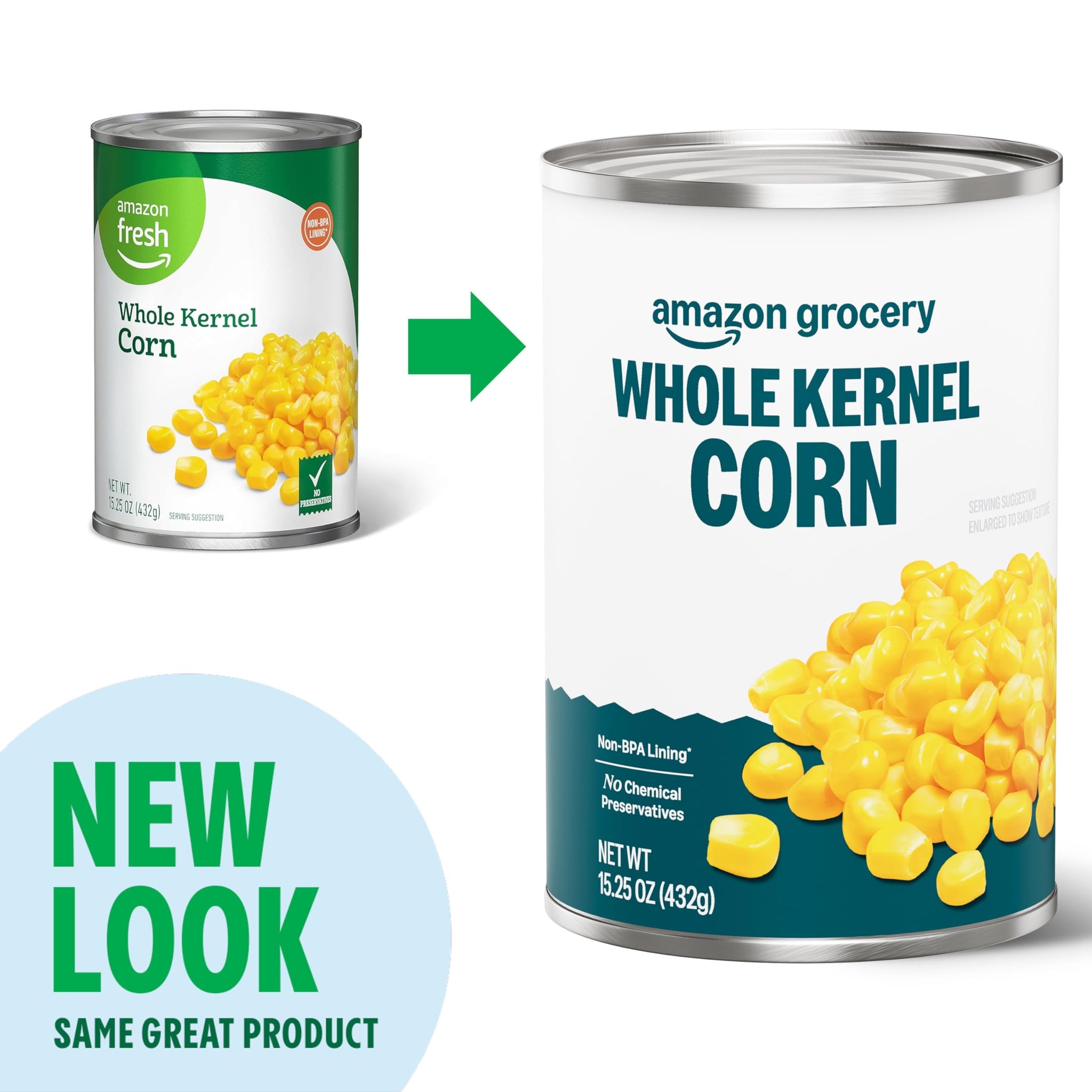Amazon Grocery, Canned Whole Kernel Corn, 15.25 Oz