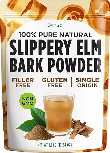 Gya Tea Co Slippery Elm Bark Powder 1.1 lb (17.64 oz) - Traditional Herb Elm Inner Bark that Soothes Throats, Coughing & Digestion for Women & Men