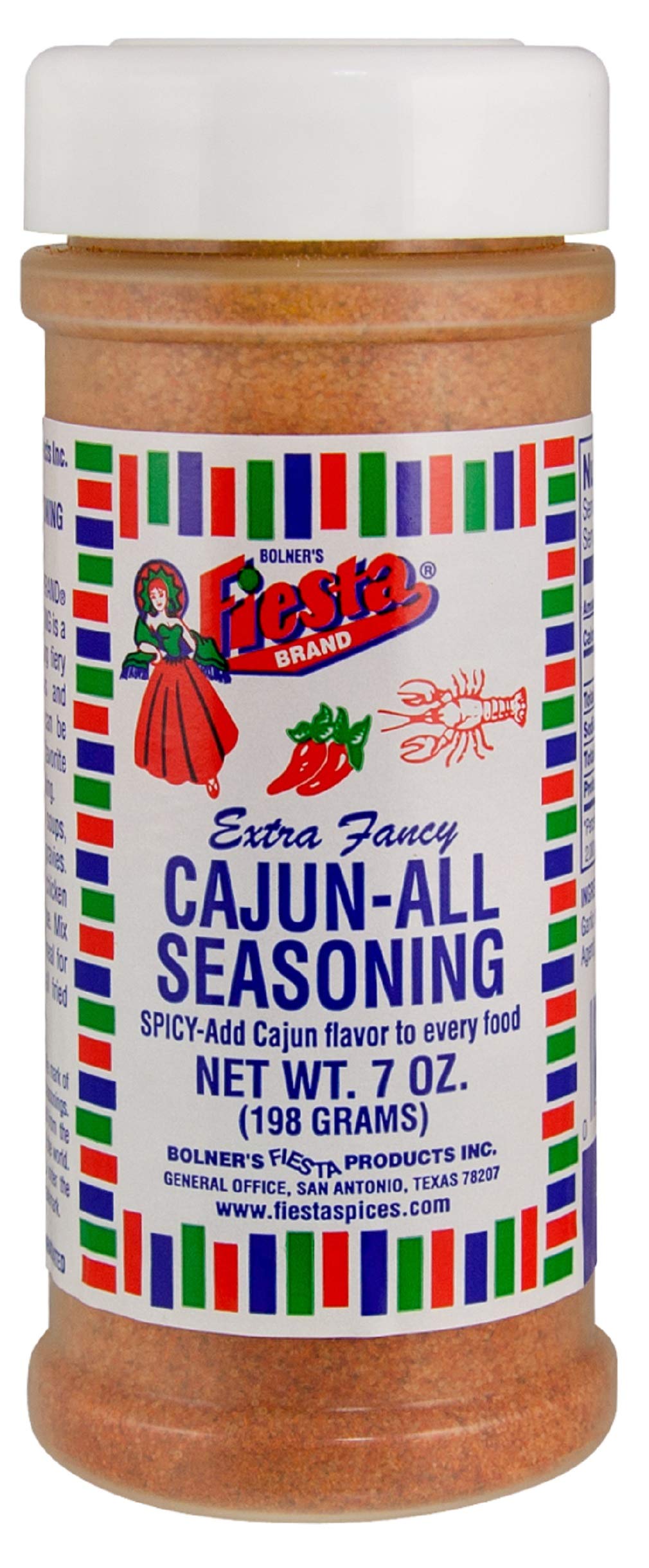 Bolner's Fiesta Brand Cajun All Purpose Seasoning, 7 Ounce Shaker (No MSG Blend)
