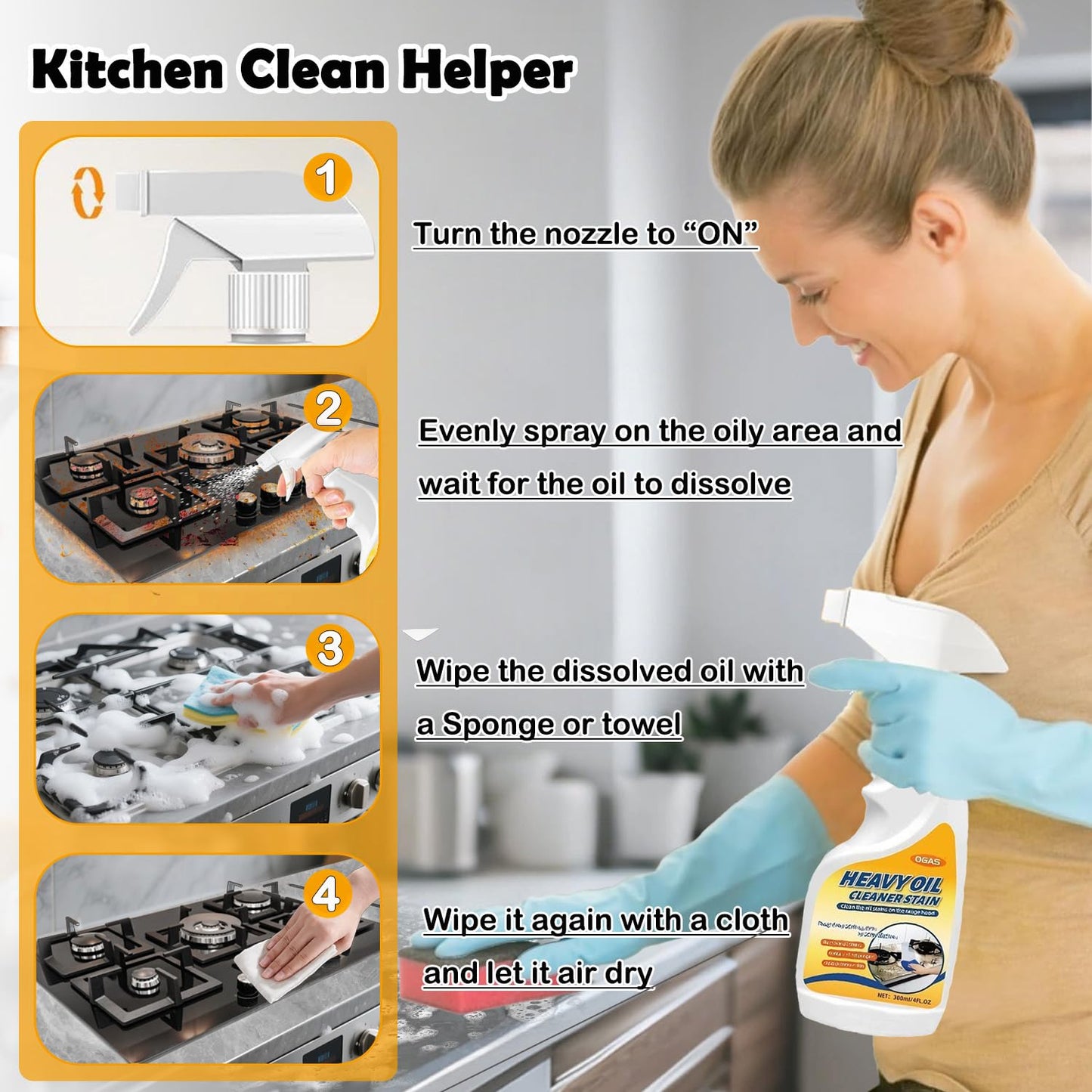 TIEDXIOY Heavy-Duty Degreaser for Kitchen Heavy Oil Stain Cleaning - Remove Dirt, Grime, and Grease from Oven, Microwave, stove top and other kitchen