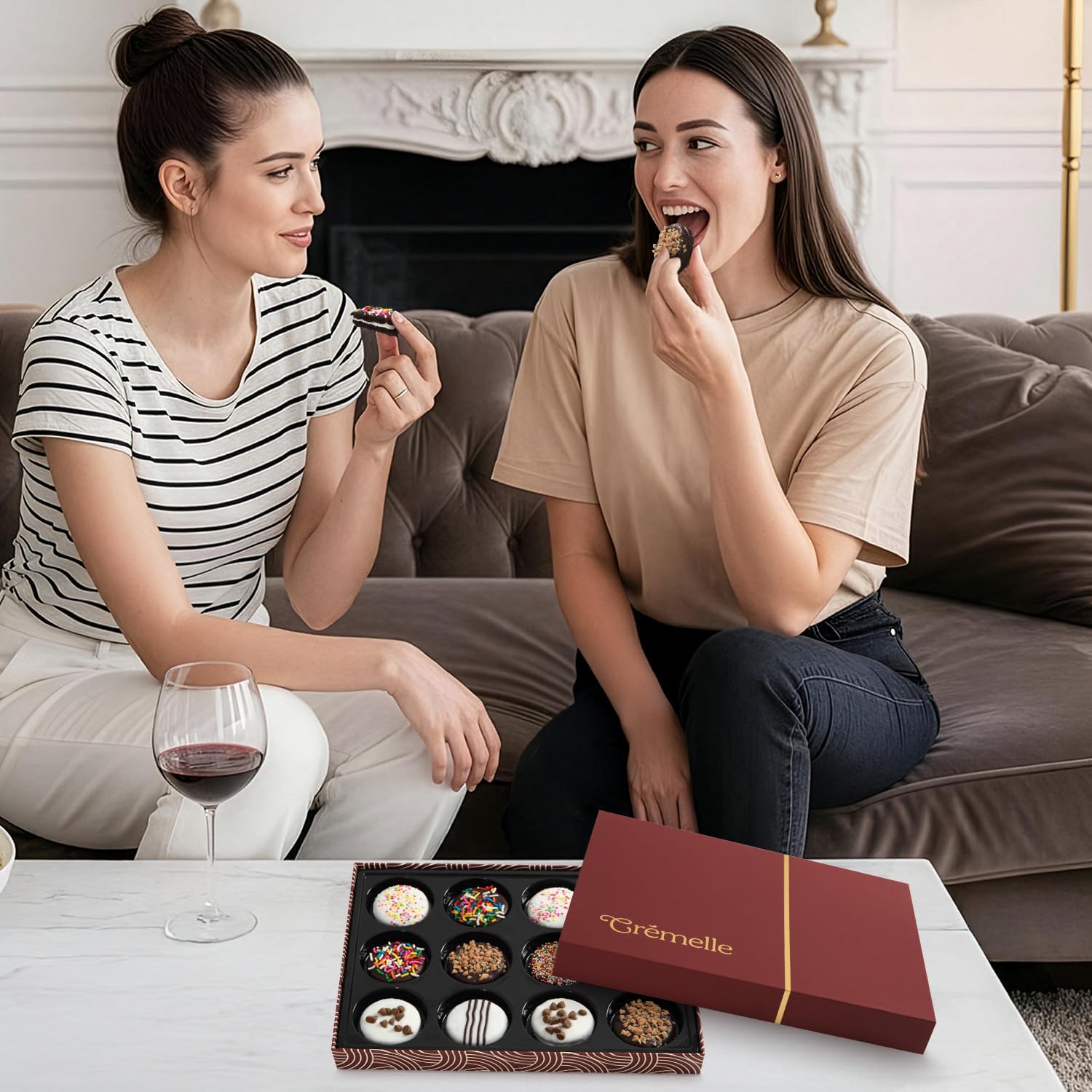 Cremelle Gourmet Cookies Gift Box, 12 Pieces of Food Gifts Cookies, Ideal Mothers Day Chocolate Candy Gift Box for Friends, Colleagues and Loved Ones