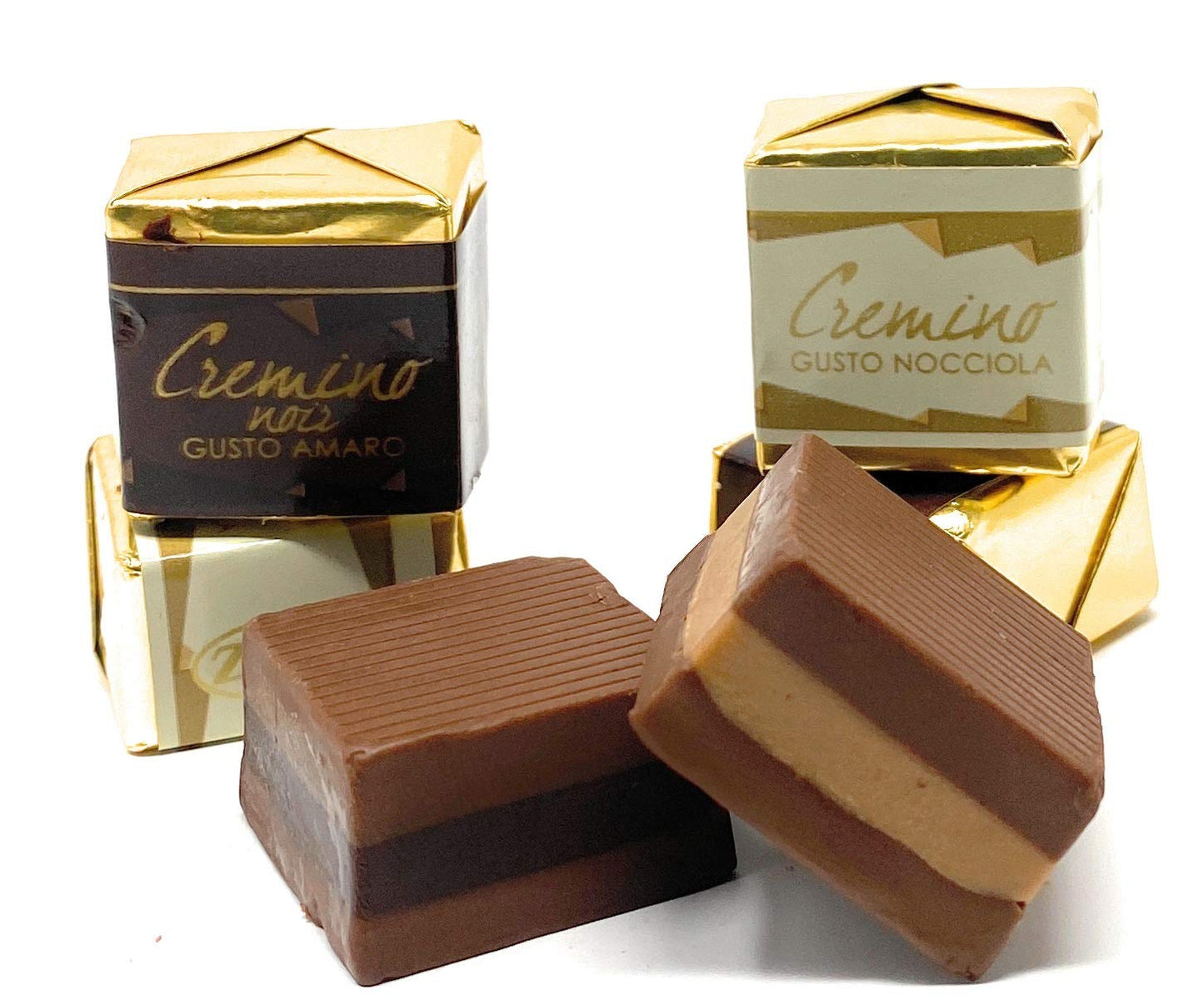 Zaini, Cremino Layered Gianduia Chocolate w/Rich Hazelnut or Dark Chocolate Center (Cremini assort.) 1000gr (94-100 pcs)