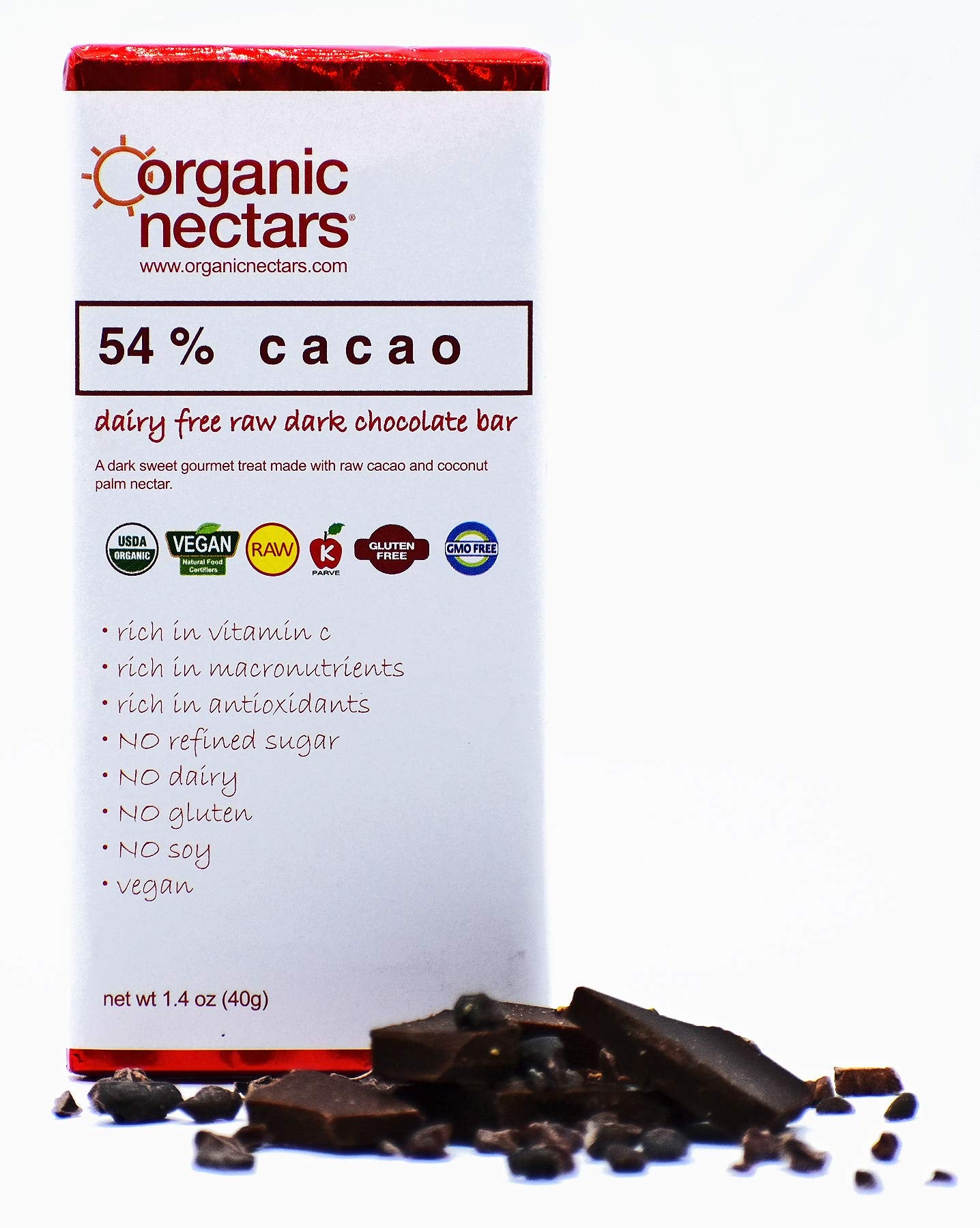 Organic Nectars Raw Chocolate Bar 54% Cacao (12 pack of 1.4 oz.)