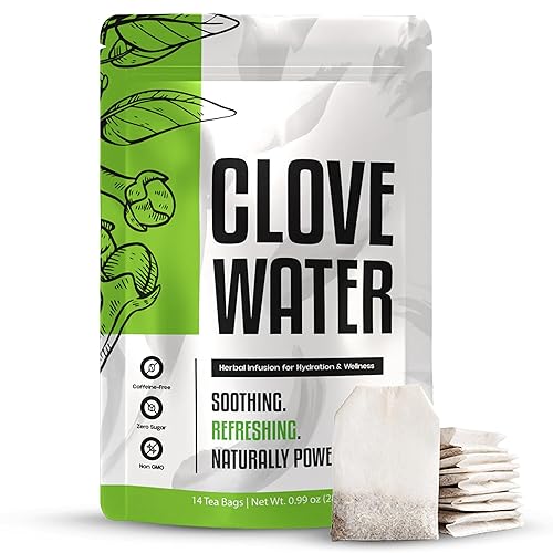 Clove Water Premium Herbal Infusion - Whole Cloves Antioxidant Blend for Hydration & Overall Wellness - All Natural, Zero Sugar & Caffeine Free - 14