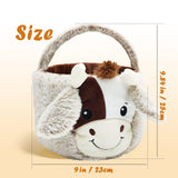 Easter Basket, Cute Cow Plush Baskets, Easter Egg Hunt Buckets, Easter Decorations Indoor Outdoor, Cute Easter Gifts for Kids, Adults, Teens