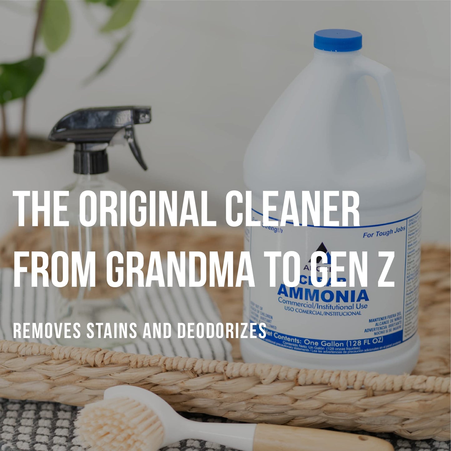 CPDI Clear Ammonia Cleaner Liquid, 1 Gallon, Multipurpose, Multi-Surface Cleaning Solution Removes Grease, Hard Water Stains, and Odors, Kitchen