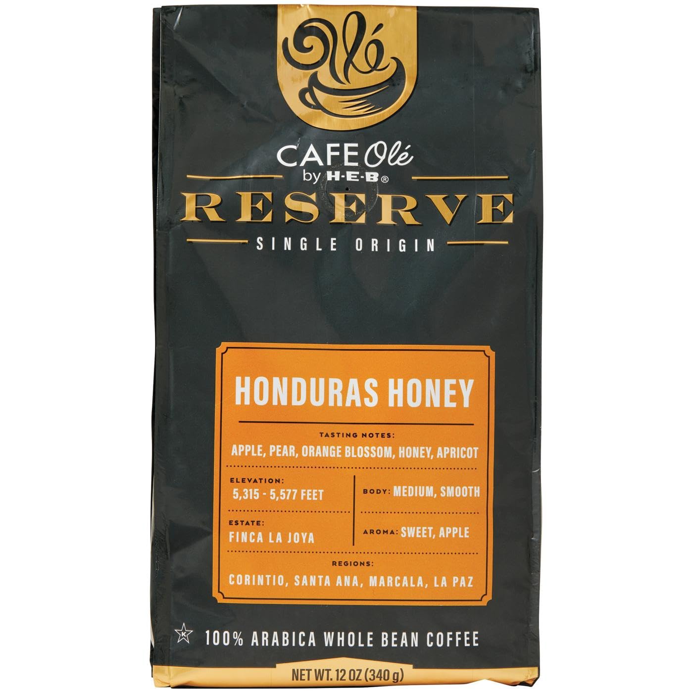 CAFE Ole Reserve Honduras Honey Whole Bean Coffee Single Origin by H?E?B