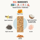 Taos Bakes - Toasted Coconut + Vanilla Bean - Snack Bars - 6g Fiber & Gluten-Free Granola Bars - Healthy Snack for Adults - Filled with Almonds