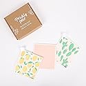 Prickly Pear Reusable Paper Towels Washable - 3 Pack Wash Cloths Kitchen with Hanging Clips | Thick and Super Absorbent Kitchen Cloths for Cleaning