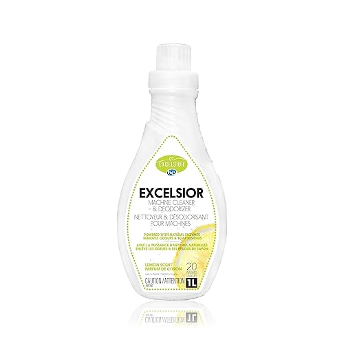 Excelsior HE Washing Machine Cleaner and Deodorizer, Removes Odors & Residues for 20 Cleanings of High Efficiency Washers, Lemon Scent, 1 Liter Bottle