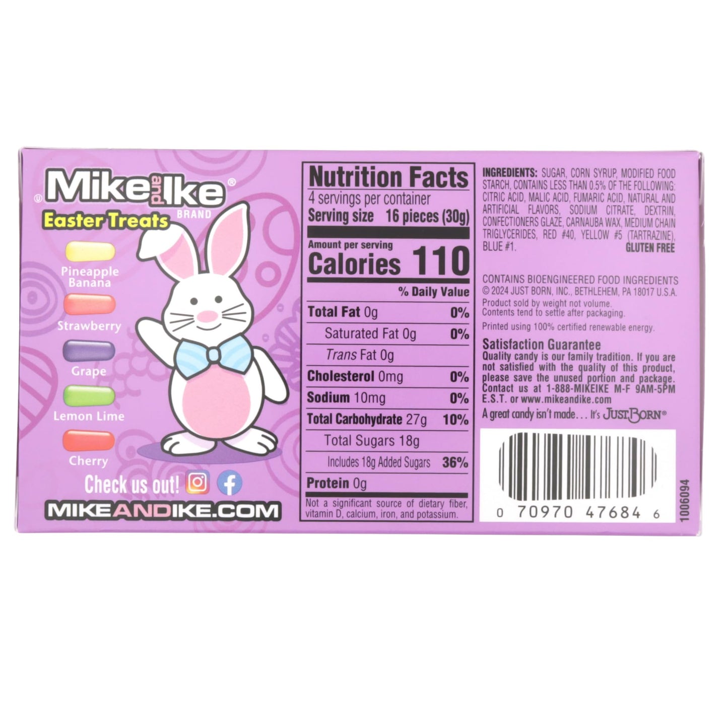 Mike and Ike Easter Treats, Chewy Assorted Fruit Flavored Candy for Baskets, Egg Hunts and Parties, Pack of 3