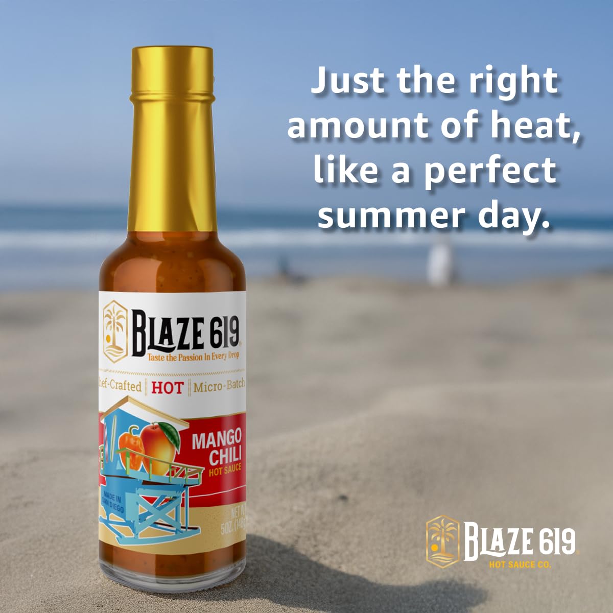Blaze 619 Mango Chili Hot Sauce - Medium Spicy Handmade All Natural Gluten Free Low Sodium (5 oz.)