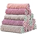 yaocoral 15 Pack Microfiber Cleaning Cloth Double-Sided Kitchen Towel Dish Towels Lint Free Cleaning Rags Reusable Microfiber Dish Cloths Dish Rags