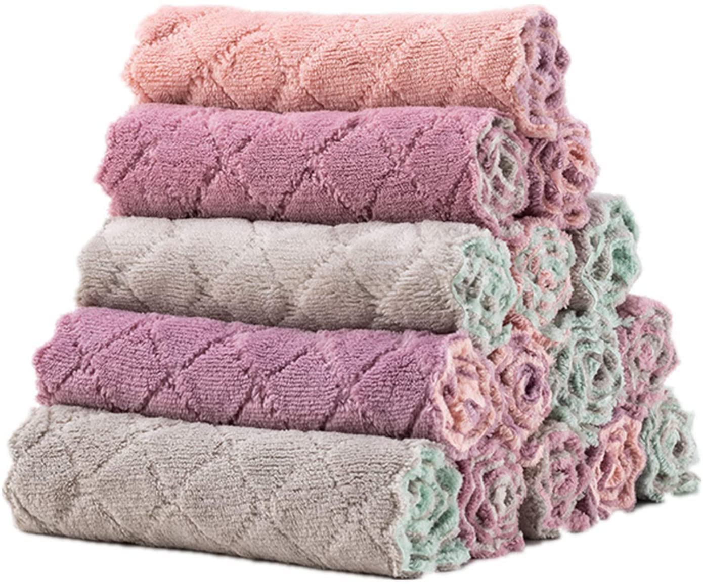 yaocoral 15 Pack Microfiber Cleaning Cloth Double-Sided Kitchen Towel Dish Towels Lint Free Cleaning Rags Reusable Microfiber Dish Cloths Dish Rags