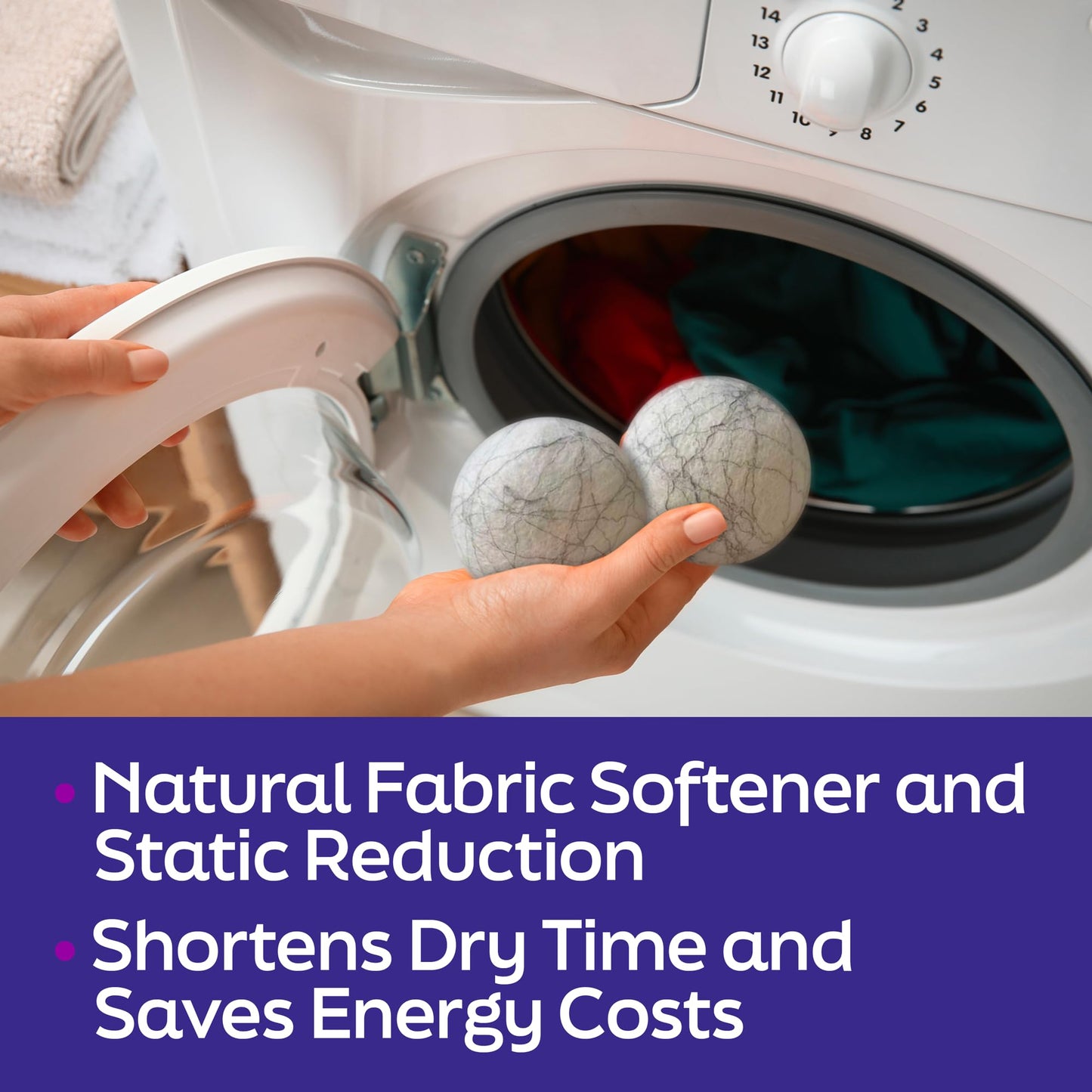 SilverWorks! Wool Dryer Balls Laundry Reusable - Odor Eliminating Dryer Laundry Balls with Silver Technology - Natural Fabric Softener and Static