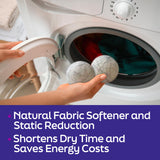 SilverWorks! Wool Dryer Balls Laundry Reusable - Odor Eliminating Dryer Laundry Balls with Silver Technology - Natural Fabric Softener and Static
