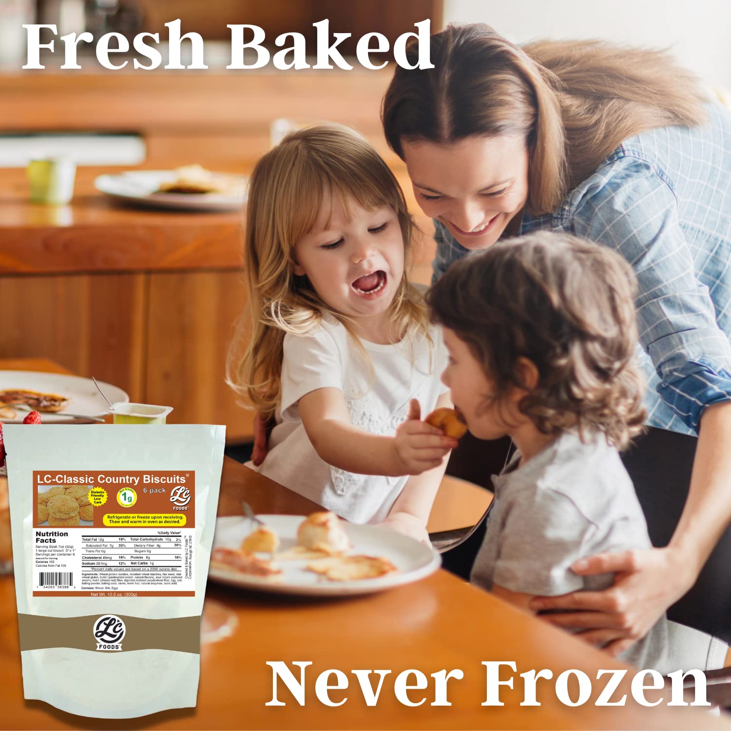 Low Carb Foods Country Biscuits | 100% All Natural Ingredients |Best Fresh Baked |No Sugar Diabetic Friendly | High Protein and Fiber | Artificial