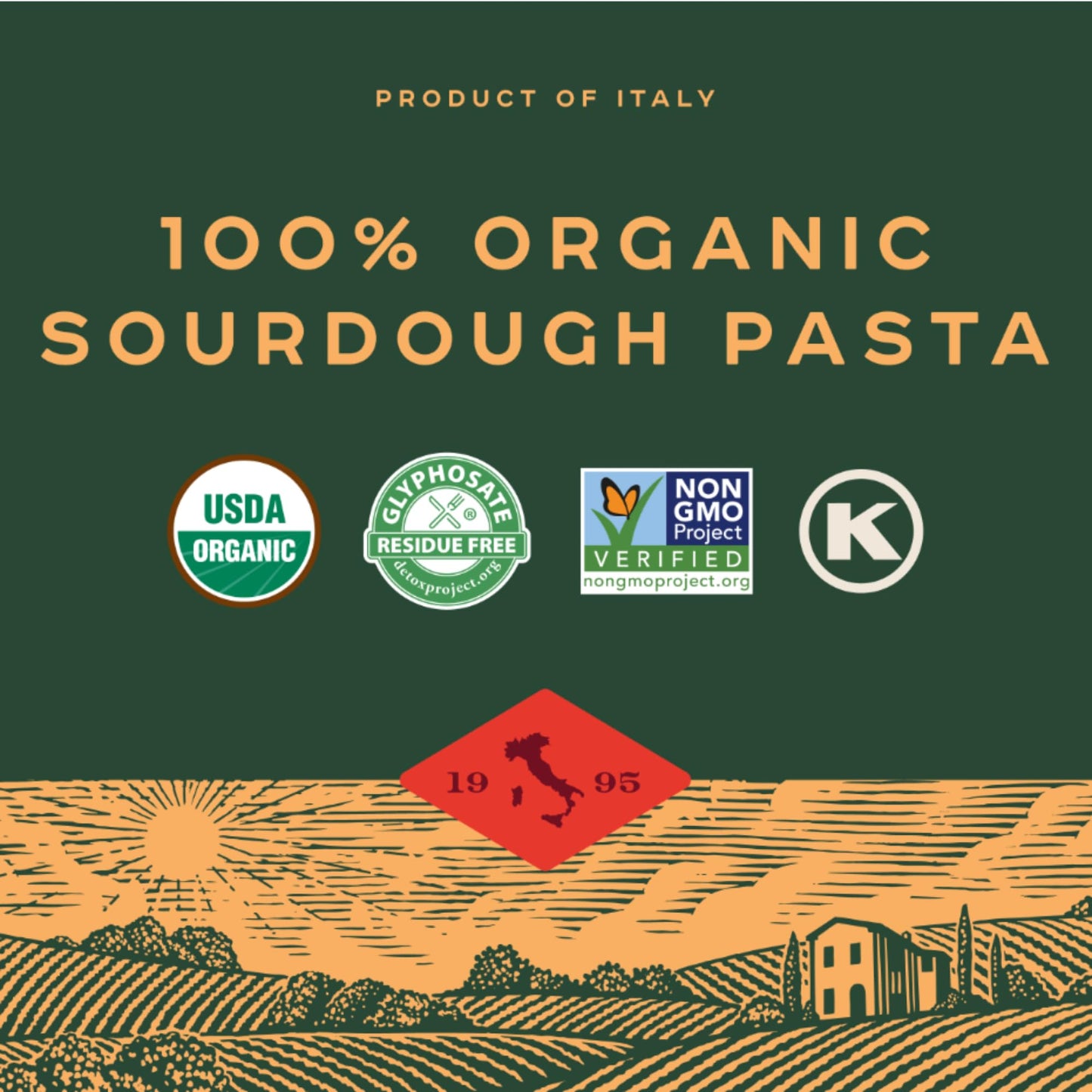 Bionaturae Spaghetti Pasta Noodles - Sourdough Pasta, Kosher Certified, High Protein, Non-GMO Verified, USDA Certified, Spaghetti Pasta Organic
