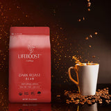 Lifeboost Dark Organic Coffee Beans - Single Origin Non-GMO Dark Roast Low Acid Coffee Beans - Third Party Tested For Mycotoxins & Pesticides - Whole
