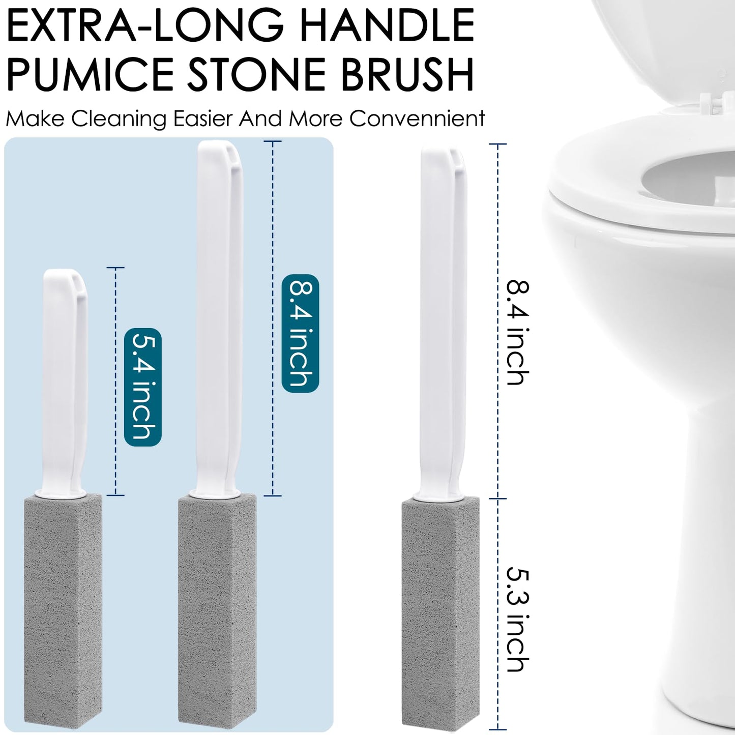 12 Pack Pumice Stone Toilet Bowl Cleaner with Extra Long Handle, Pumice Stone for Toilet Cleaning Toilet Stain Remover Heavy Duty Pumice Toilet