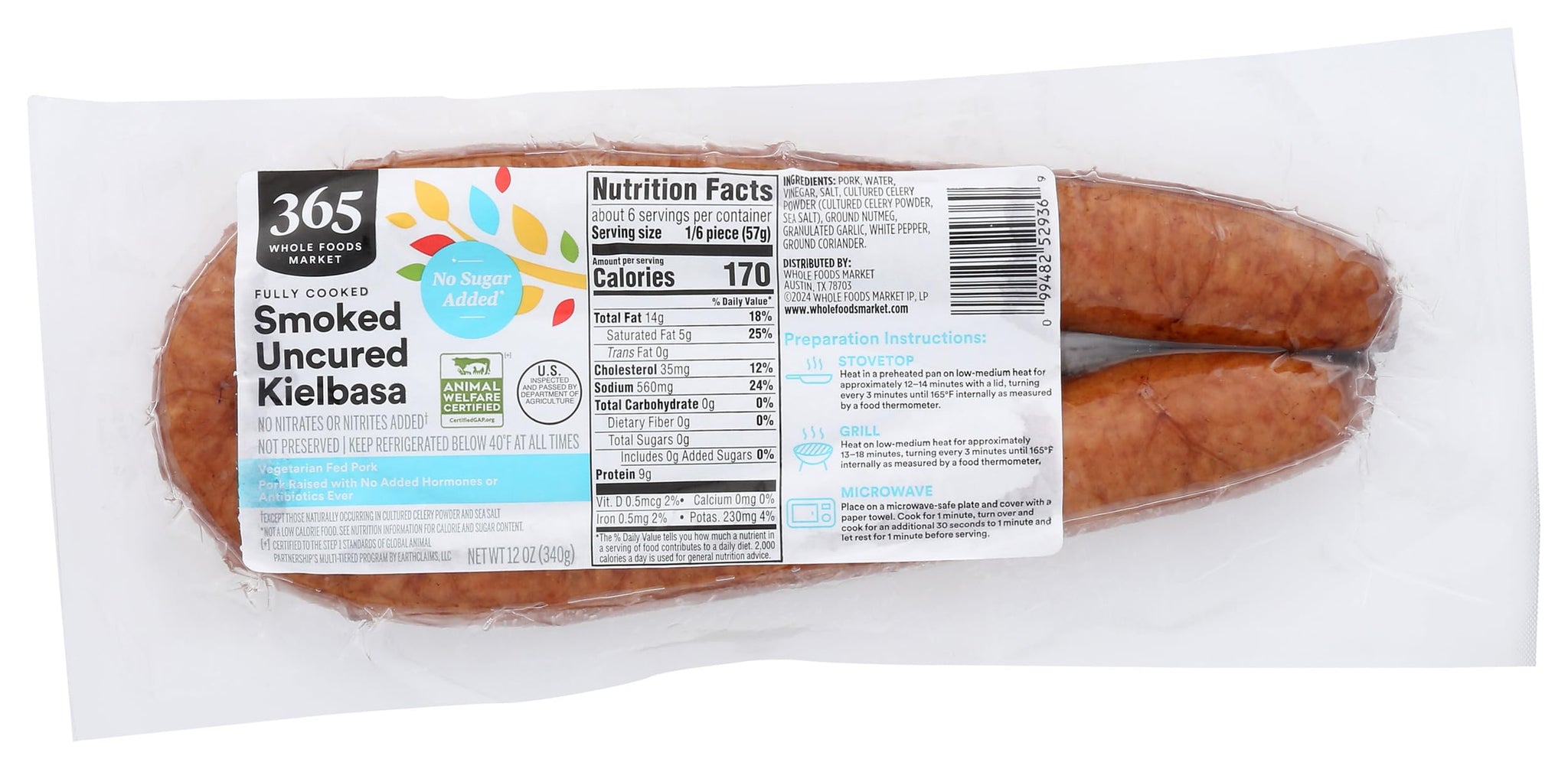 365 by Whole Foods Market NSA Uncured Kielbasa Pork Sausage, 12 OZ