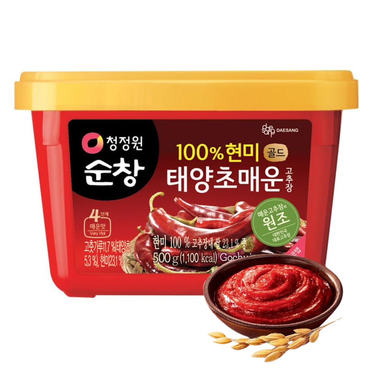 Gochujang - Korean Red Chili Paste [ Hot | 1.1 lb (500g) ] - Gluten-Free/ 0 Fat/ 0 Cholesterol / (40 Calories/Serving) | Spicy & Sweet Savory