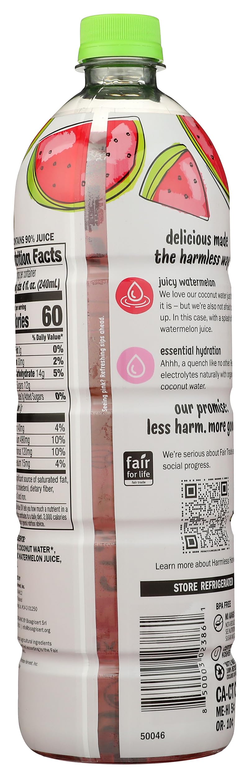Harmless Harvest Organic Coconut Water With Watermelon, 32 oz