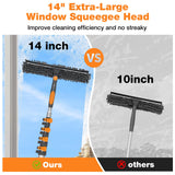 26Ft Window Squeegee with 5-19 FT Extension Poles, 2-in-1 Window Cleaning Kit with Telescopic Pole, Extra-Large 14" Window Squeegee Window Cleaner