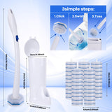 LufamlyGo Upgraded Disposable Toilet Brush and Holder Set, 50 Toilet Wand Refills with Thickened Cleaning Layer, Won't Fall Apart, Large Opening