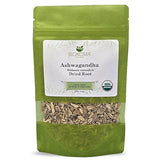 Biokoma Organic Ashwagandha Root 3.55oz USDA Organic Withania Somnifera Natural Adaptogenic Herb Dried & Cut Herbal Tea DIY Powder Wellness Resealable