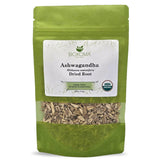 Biokoma Organic Ashwagandha Root 3.55oz USDA Organic Withania Somnifera Natural Adaptogenic Herb Dried & Cut Herbal Tea DIY Powder Wellness Resealable