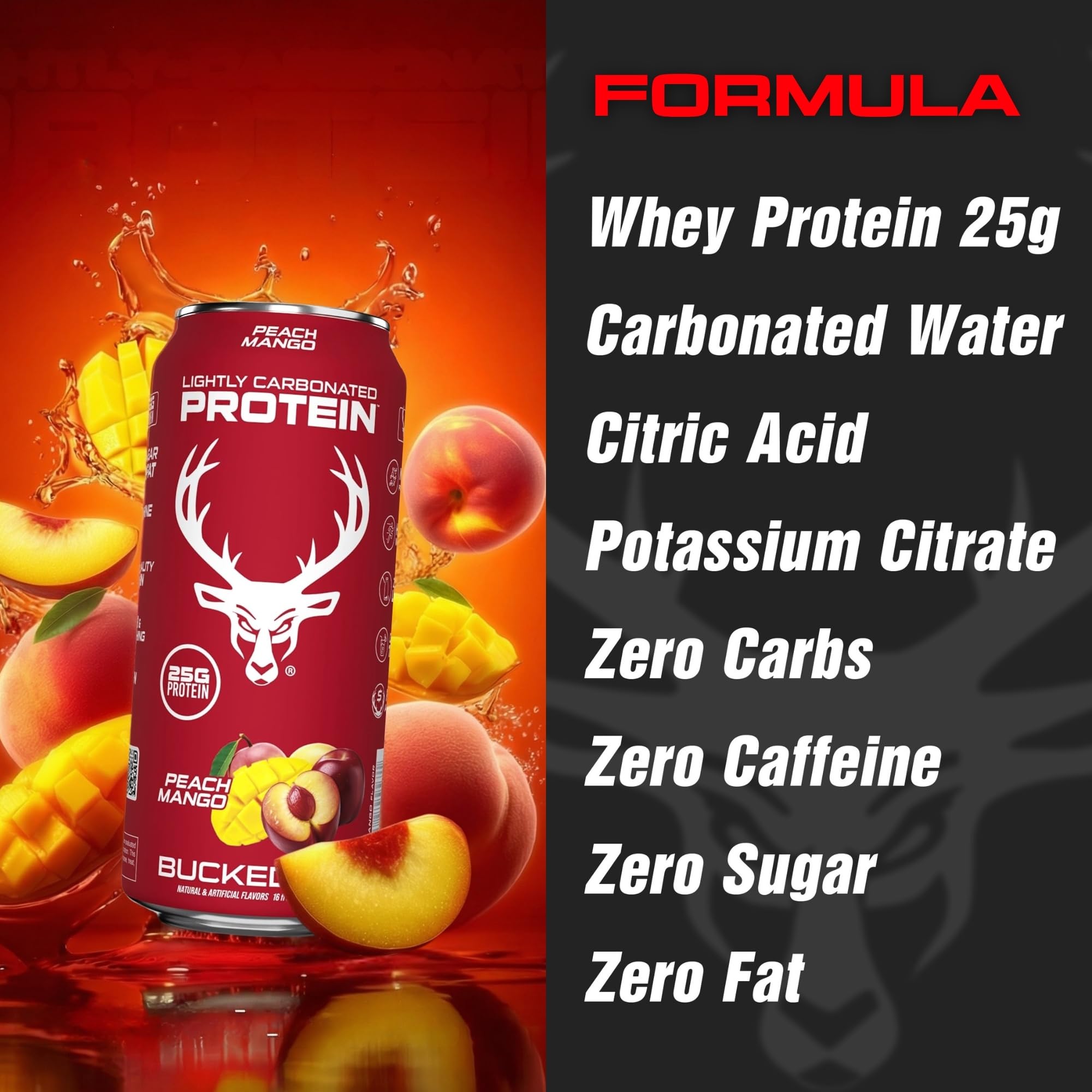 Bucked Up Lightly Carbonated Protein Soda | 25g Whey Isolate - Zero Sugar, Low Calorie, Caffeine Free, Clean Drink | Sparkling Protein Soda - 12 Pack
