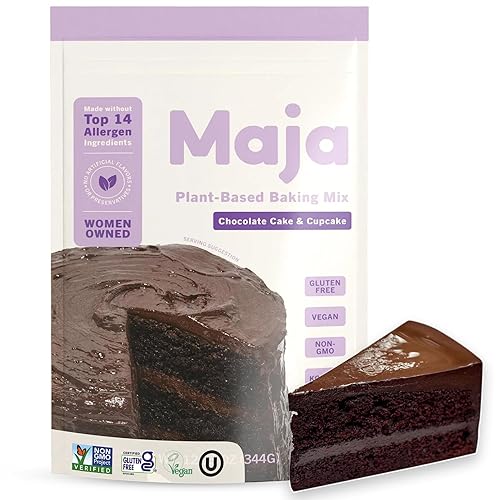 Maja Plant-Based Chocolate Cake & Cupcake Mix, Pack of 3 | Vegan, Dairy-Free & Egg-Free | Moist Chocolate Cake Mix for Baking or Cupcakes | Clean Ingredients, No Artificial Flavors
