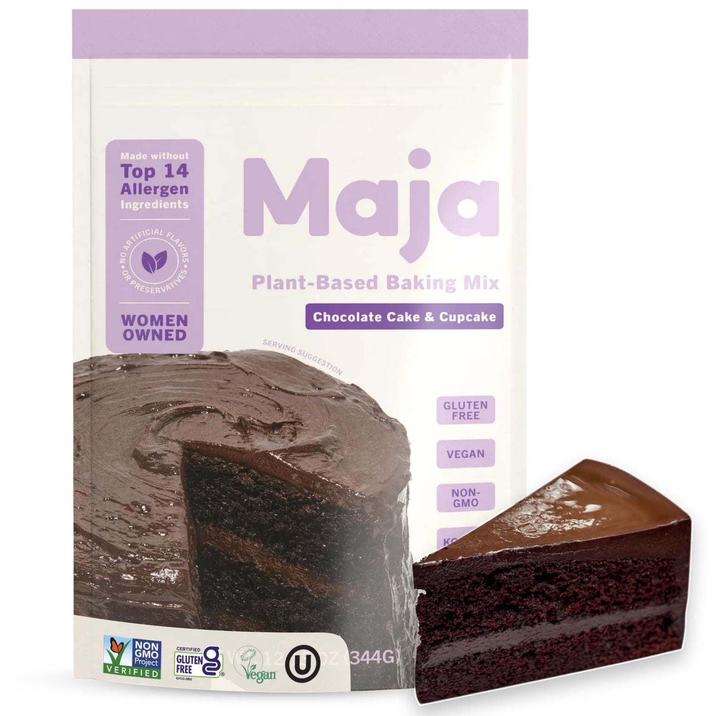 Maja Plant-Based Chocolate Cake & Cupcake Mix, Pack of 3 | Vegan, Dairy-Free & Egg-Free | Moist Chocolate Cake Mix for Baking or Cupcakes | Clean Ingredients, No Artificial Flavors