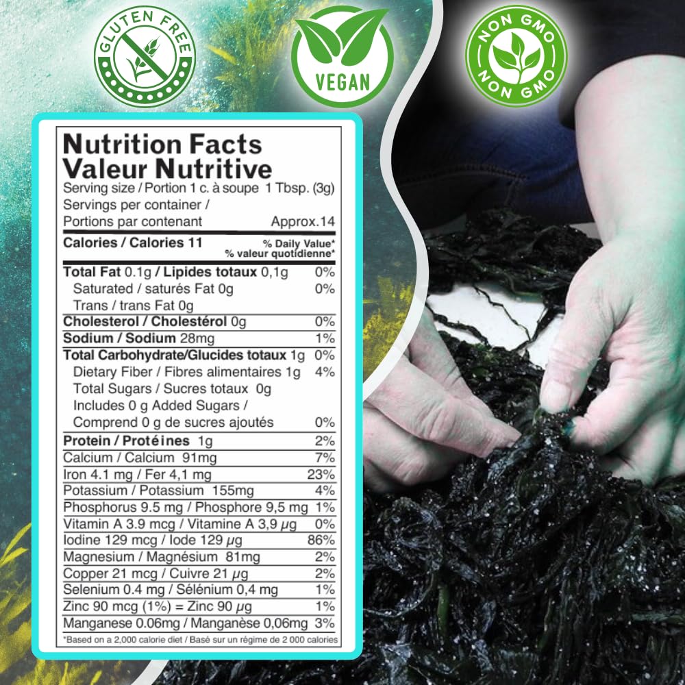 OCEAN’S BALANCE Organic Sea Lettuce Seaweed Flakes - Organic Seaweed Flakes, Perfect for Keto Diet, Paleo Diet, Vegetarian or Vegan Diet - Gluten-Free