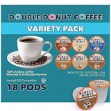 Double Donut Coffee Flavored Coffee Variety Pack, Includes Hazelnut, Caramel, Chocolate Coffee & More, Single Serve Pods for Keurig K Cups Machines