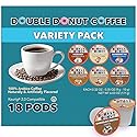 Double Donut Coffee Flavored Coffee Variety Pack, Includes Hazelnut, Caramel, Chocolate Coffee & More, Single Serve Pods for Keurig K Cups Machines