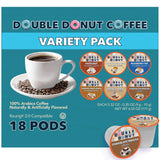 Double Donut Coffee Flavored Coffee Variety Pack, Includes Hazelnut, Caramel, Chocolate Coffee & More, Single Serve Pods for Keurig K Cups Machines