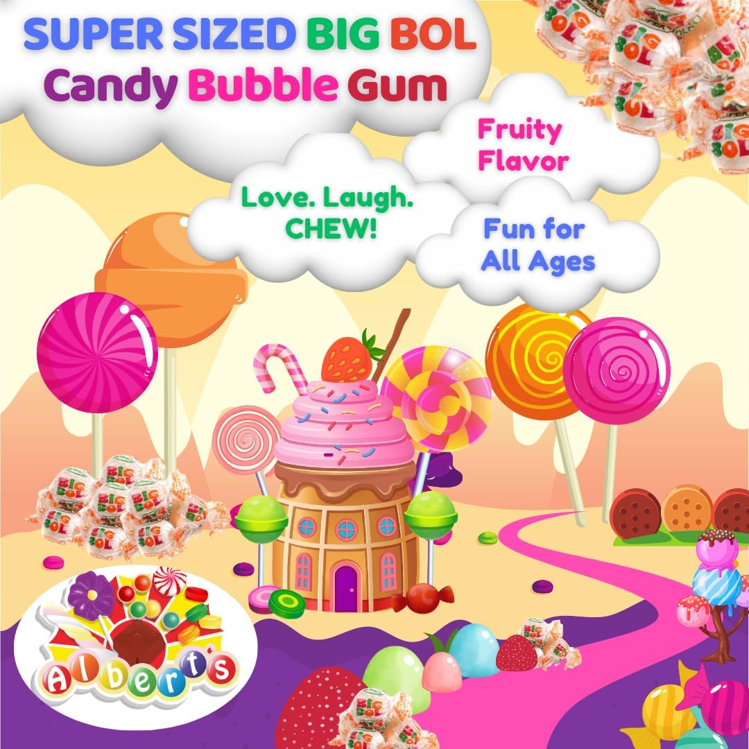 ALBERT'S Candy Super Big BOL Candy Chewing Bubble Gum, 10g Per Piece 120 ct. (1-Pack)