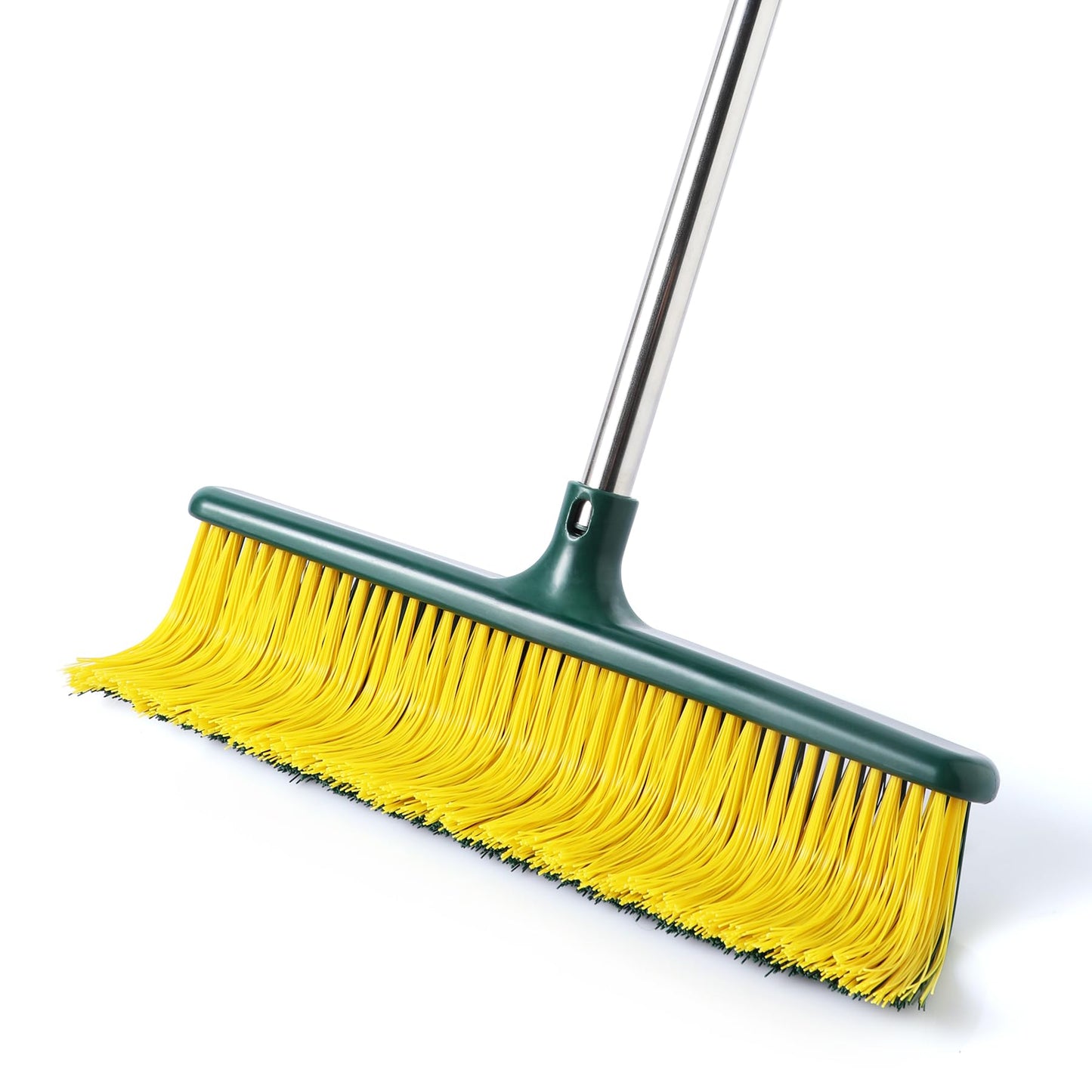 Yocada Heavy Duty Outdoor Broom Commercial Broom Garden Leaf Rake with Curved Bristles Adjustable Long Handle Indoor Outdoor for Yard Deck Garden