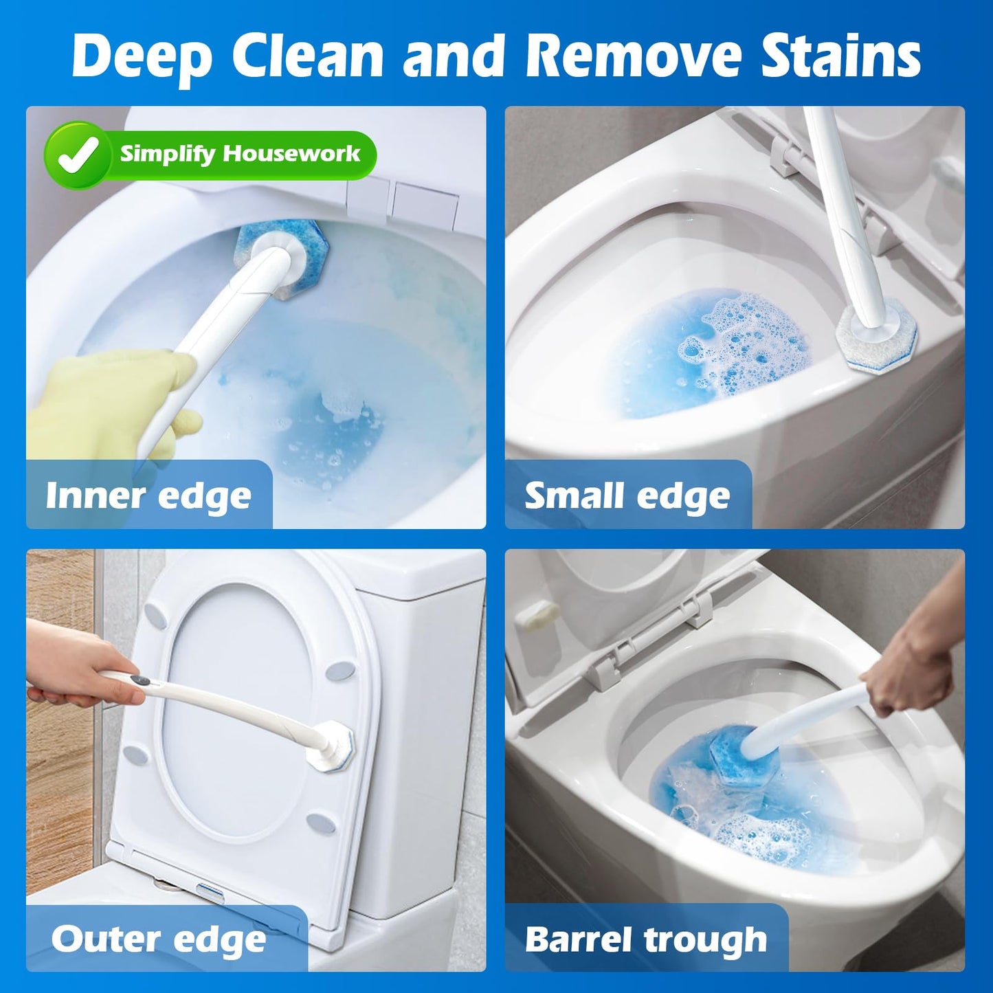 50 Count Toilet Wand Refills for Clorox, Disposable Toilet Brush Heads Compatible with Most Toilet Bowl Wand Refills System for Bathroom Cleaning