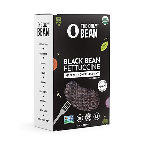 The Only Bean - Organic Black Bean Fettuccine Pasta - High Protein, Keto Friendly, Gluten-Free, Vegan, Non-GMO, Kosher, Low Carb, Plant-Based Bean