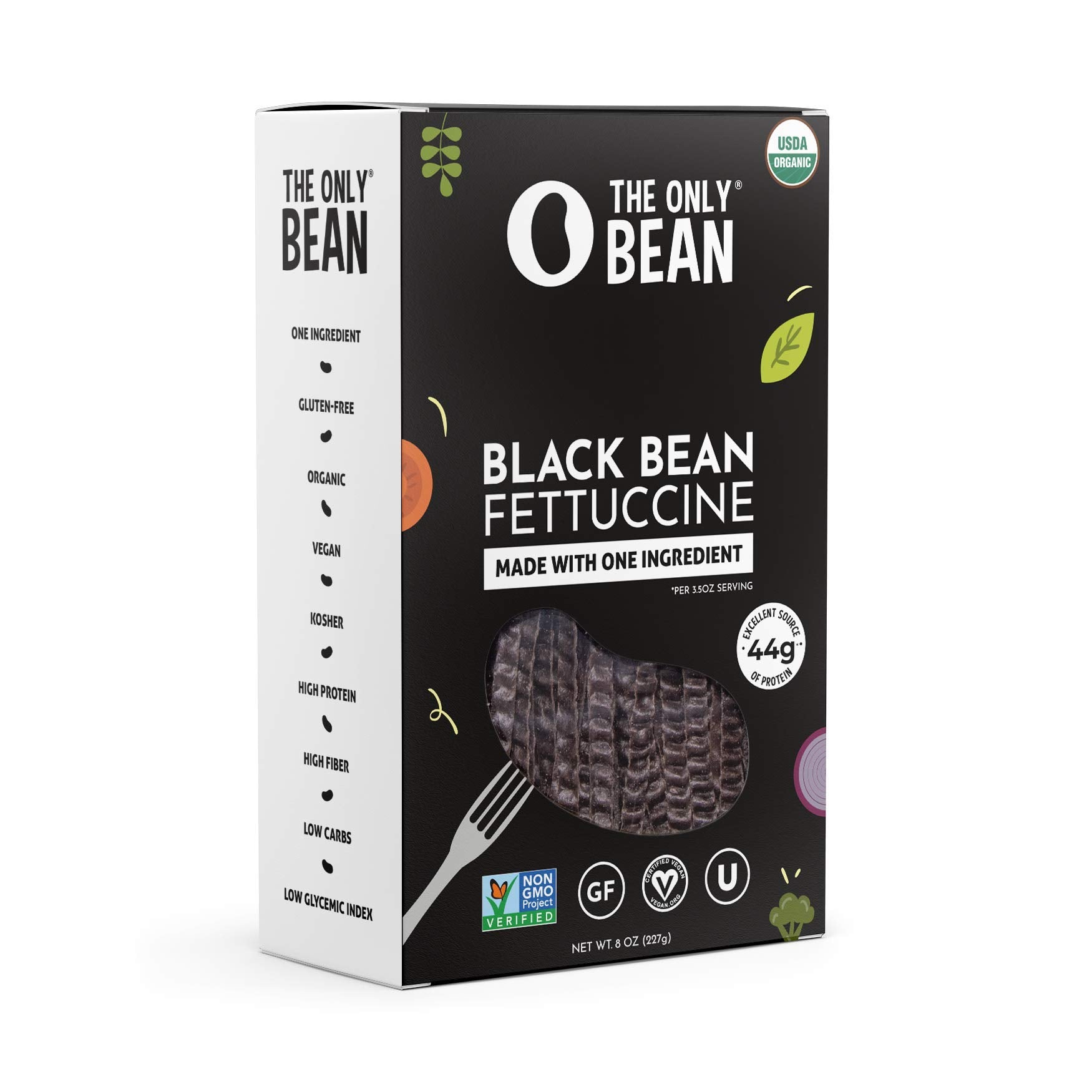 The Only Bean - Organic Black Bean Fettuccine Pasta - High Protein, Keto Friendly, Gluten-Free, Vegan, Non-GMO, Kosher, Low Carb, Plant-Based Bean